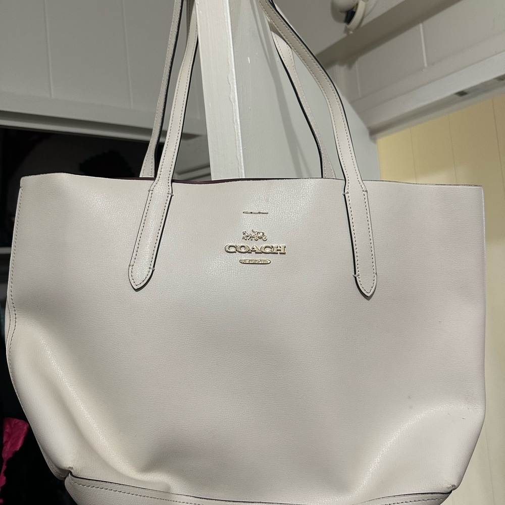 Authentic white coach tote